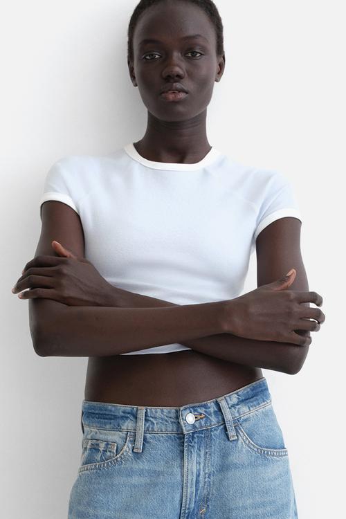 Cropped t-shirt - light blue