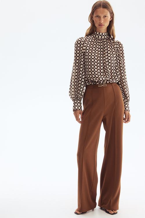 Belt-detail trousers - brown