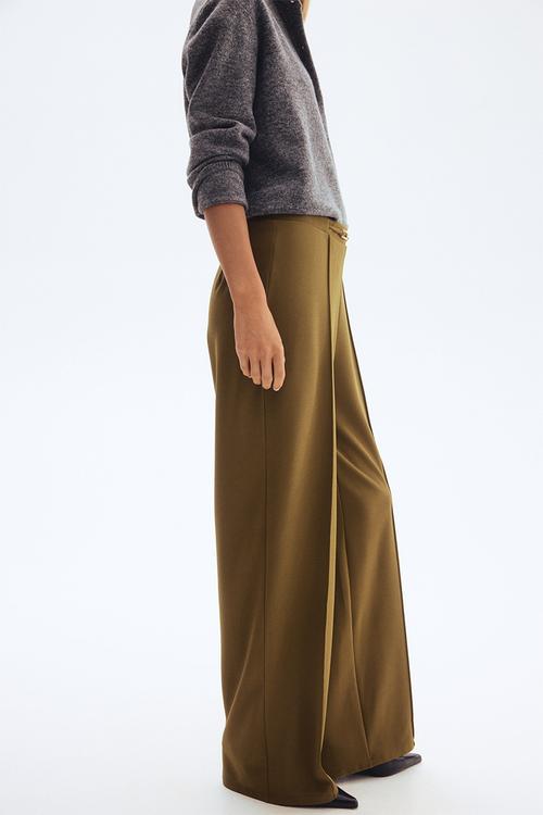 Belt-detail trousers - olive green