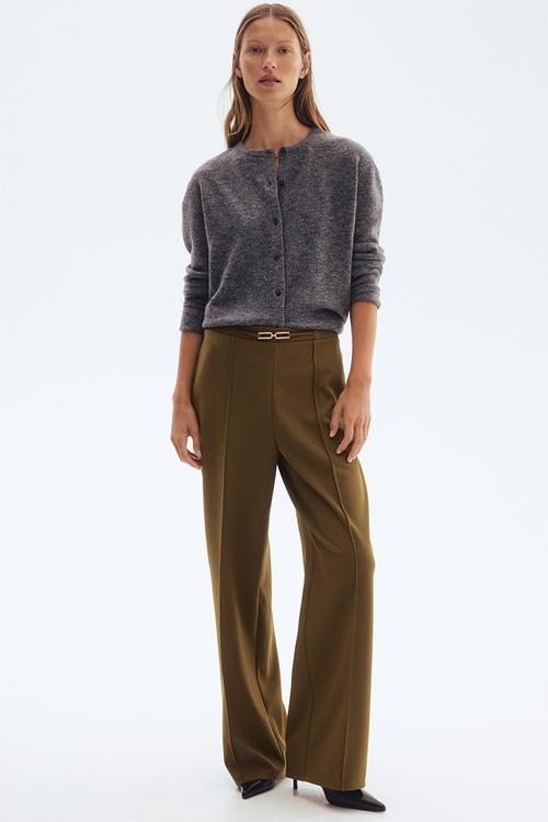 Belt-detail trousers - olive green
