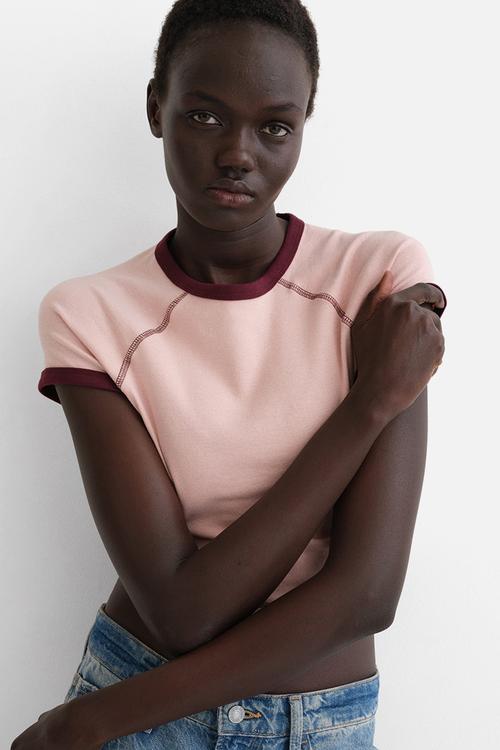 Cropped t-shirt - light pink