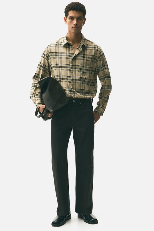 Relaxed fit shirt -  beige/black checked 