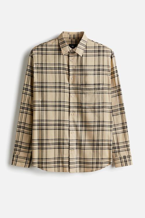 Relaxed fit shirt -  beige/black checked 