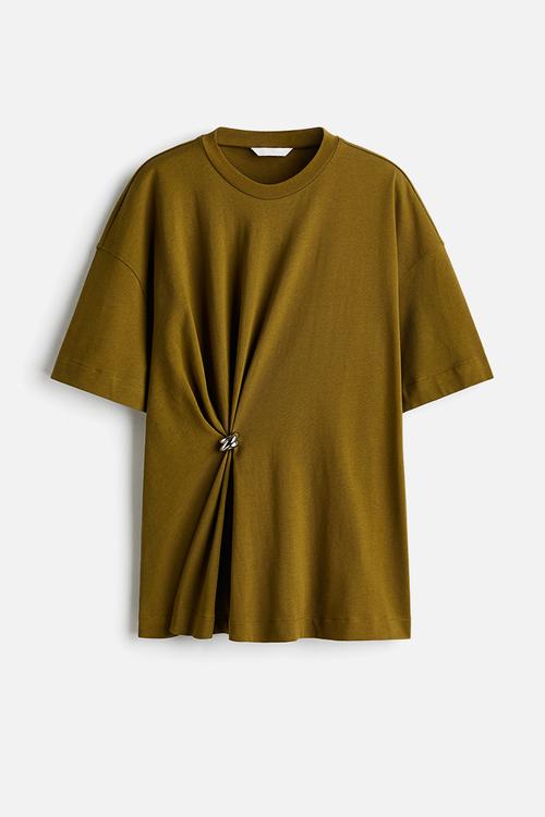 Metal-detail T-shirt - khaki green