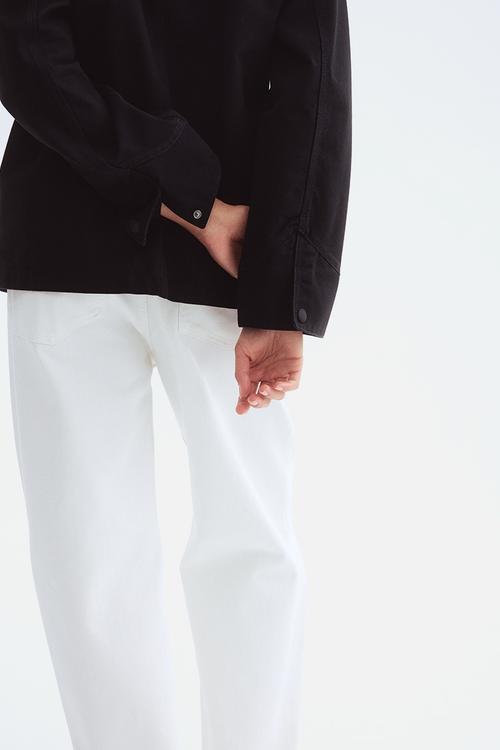 Corduroy-collar jacket - black