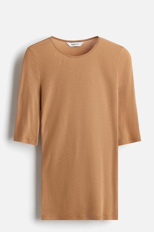 Pima cotton T-shirt -  dark beige
