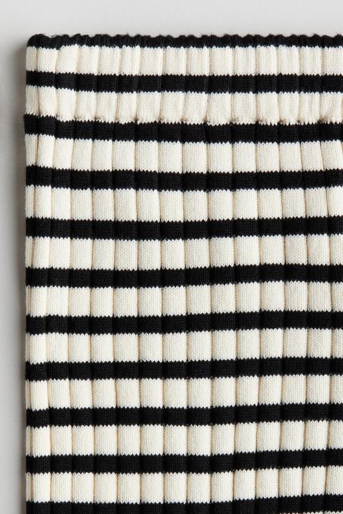 Ribbed leggings - cream & black striped