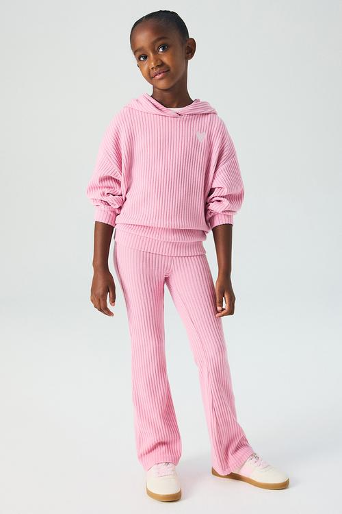 2 piece brushed rib-knit set - pink heart
