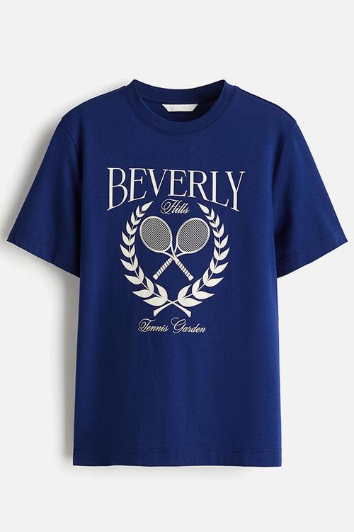 Motif-detail T-shirt - dark blue/beverly hills