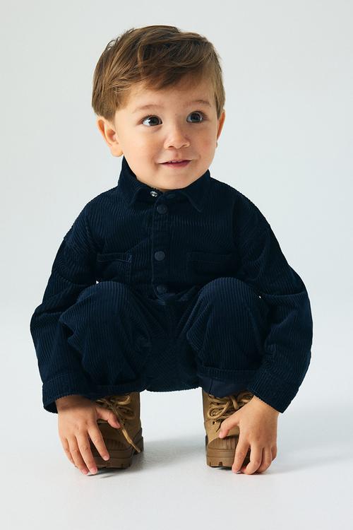 Cotton corduroy trousers - navy blue