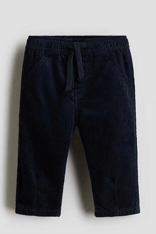 Cotton corduroy trousers - navy blue