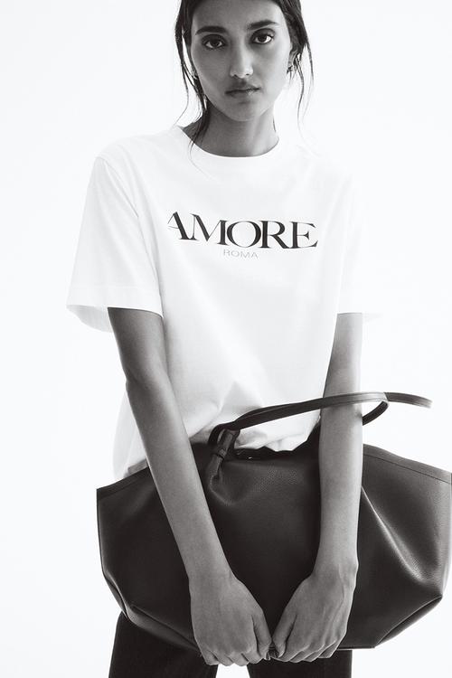 Motif-detail T-shirt - white/amore