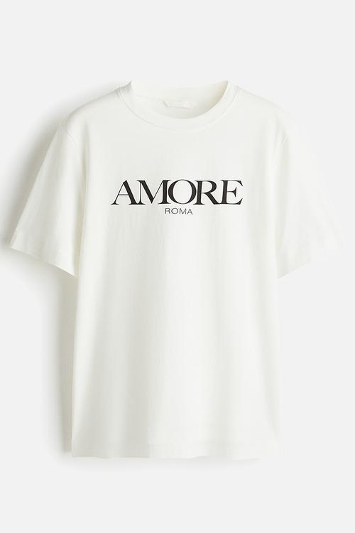 Motif-detail T-shirt - white/amore