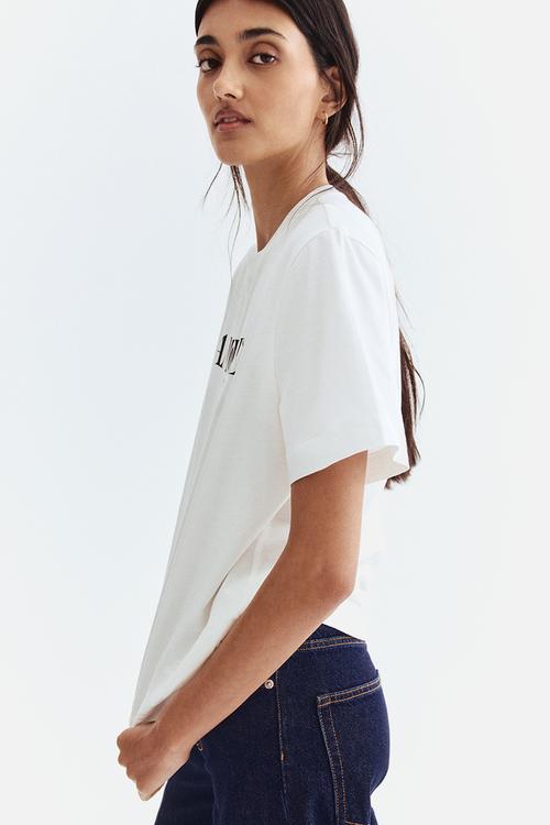 Motif-detail T-shirt - white/amore