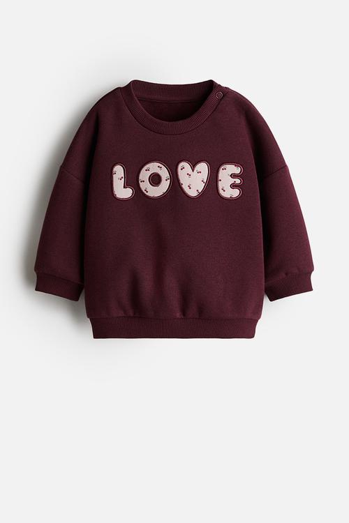 Motif-detail sweatshirt - dark red/love