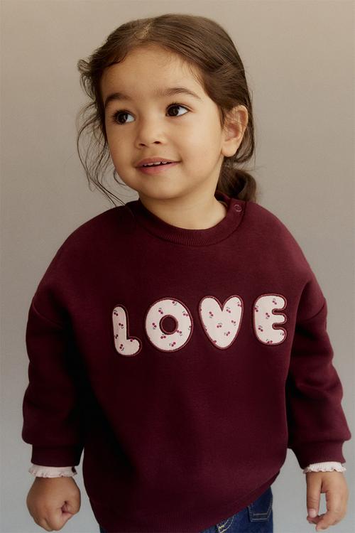 Motif-detail sweatshirt - dark red/love