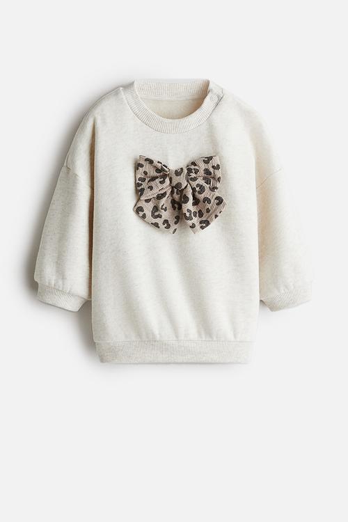 Motif-detail sweatshirt - cream/bow 