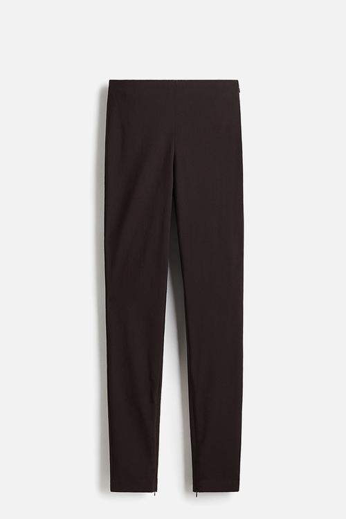 Zip-hem trousers - dark brown