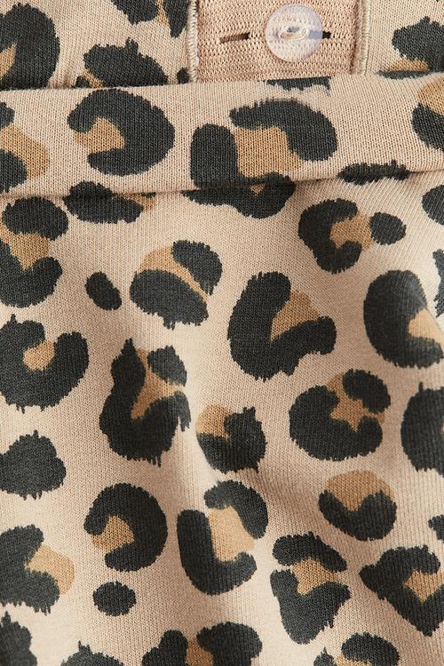 Printed brushed-inside leggings - beige & leopard print