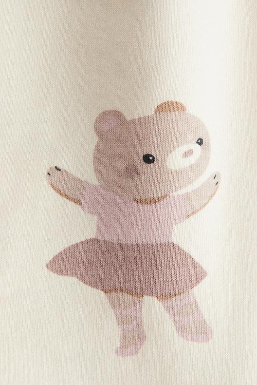 Printed brushed-inside leggings - cream dancing bears