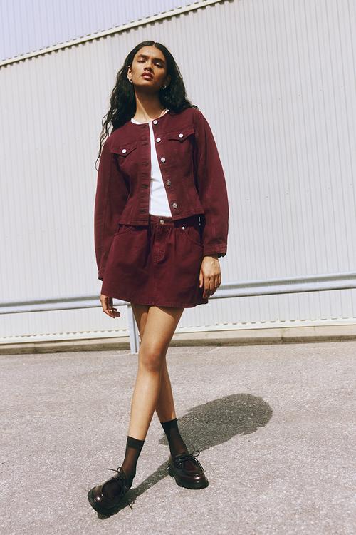 Denim mini skirt - burgundy