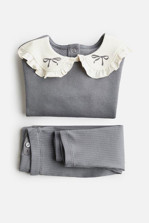 2-Piece sweatshirt and leggings set - grey/bows 