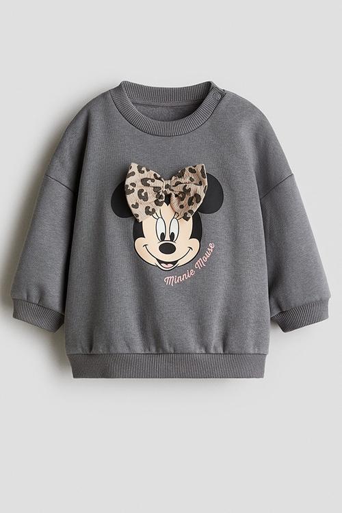Printed brushed-inside sweatshirt - dark grey minnie mouse