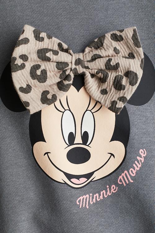 Printed brushed-inside sweatshirt - dark grey minnie mouse