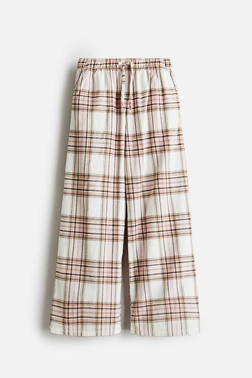 Cotton trousers - white/checked