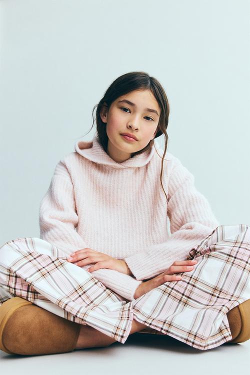 Cotton trousers - white/checked