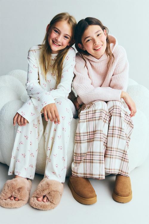 Cotton trousers - white/checked