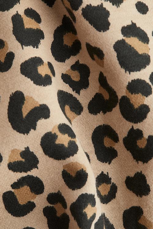 Printed brushed-inside sweatshirt - beige leopard print