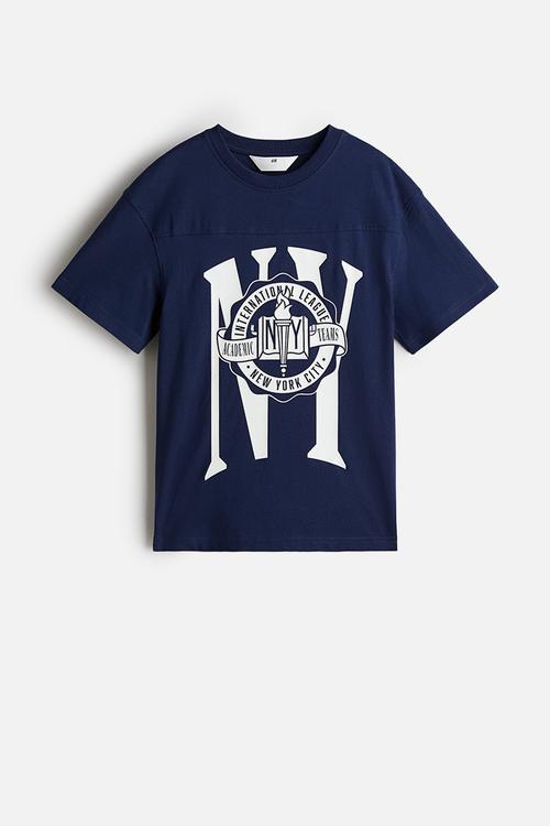 Oversized printed T-shirt - navy blue/ny