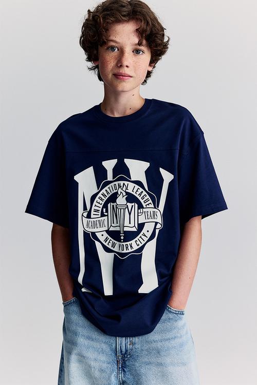 Oversized printed T-shirt - navy blue/ny