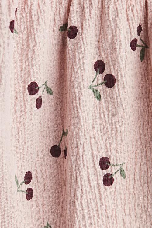 Crinkled cotton dress - light pink/cherries