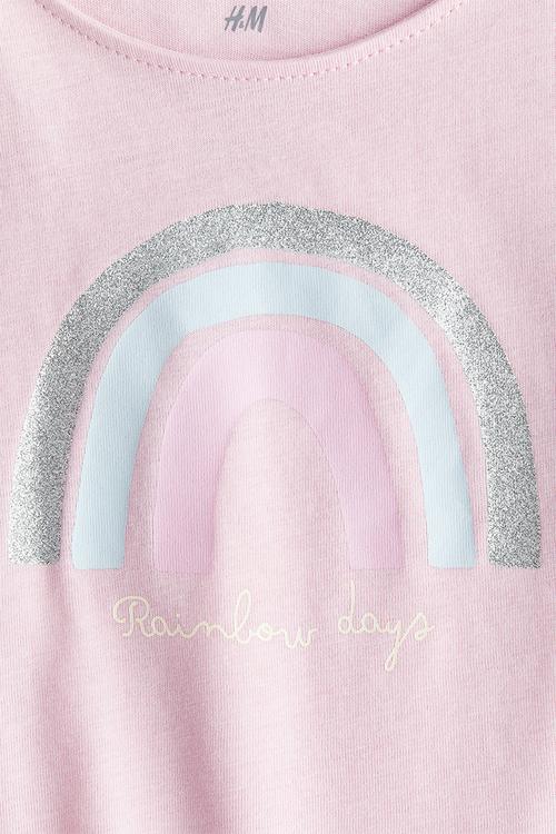 Printed flutter-sleeved top - pink/rainbow