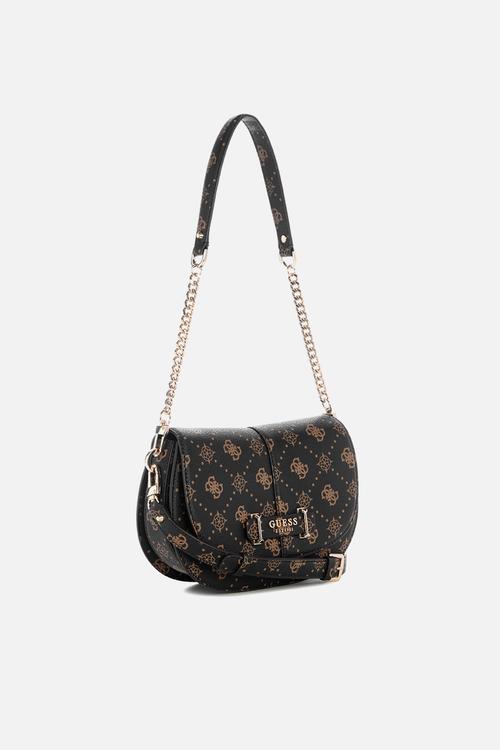 Carrie logo flap shoulder bag- espresso logo