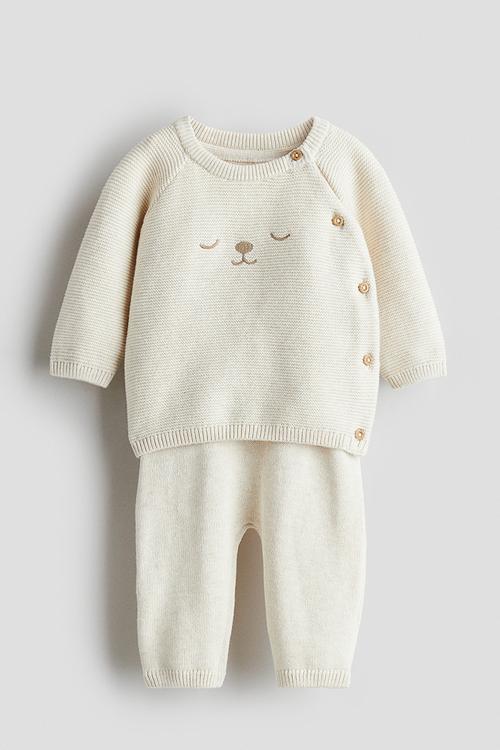 2-Piece cotton-knit set - light beige 