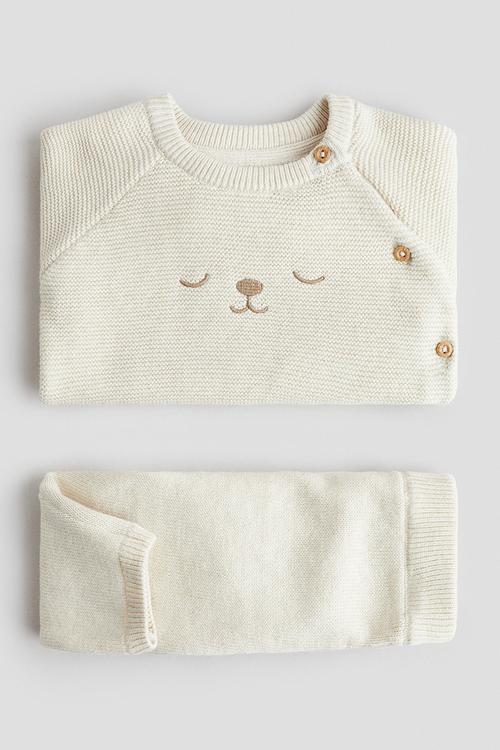 2-Piece cotton-knit set - light beige 