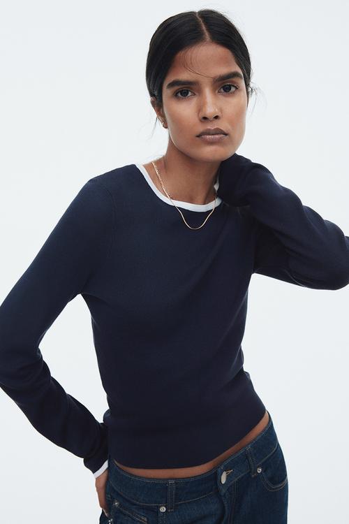 Long-sleeved jumper - navy blue