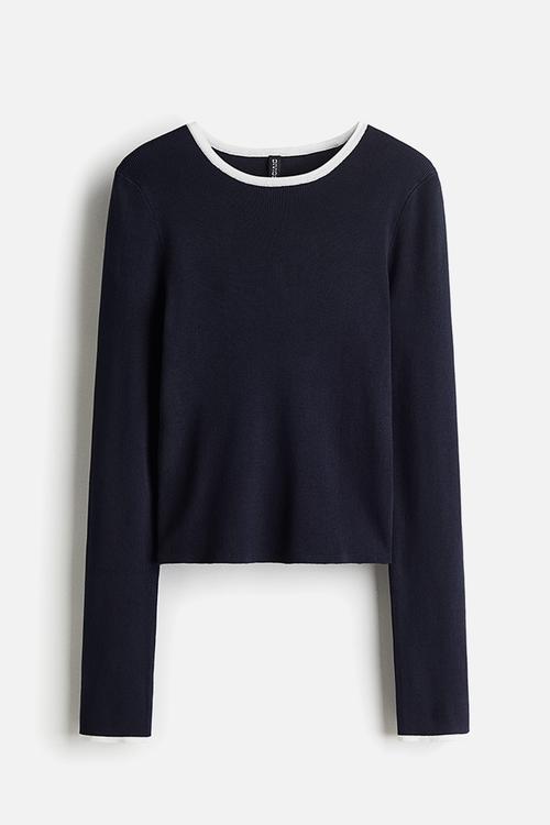 Long-sleeved jumper - navy blue