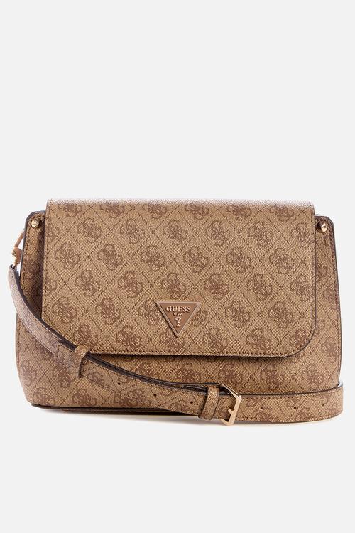 Meridian ii flap crossbody bag- latte logo