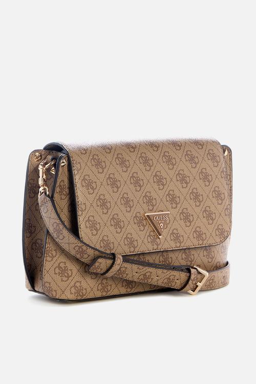Meridian ii flap crossbody bag- latte logo