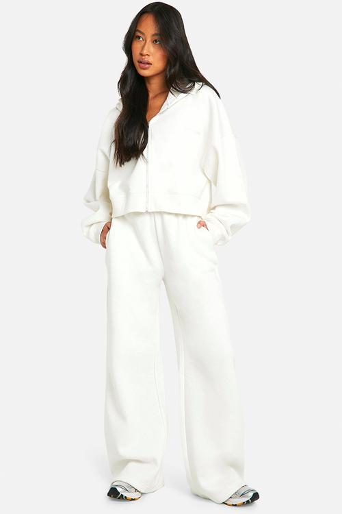 Dsgn studio embroidered wide leg jogger - ecru