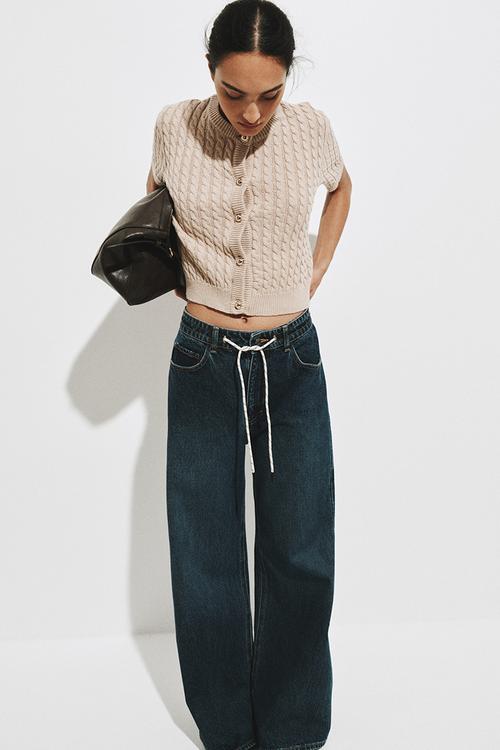 Cable-knit cardigan - light beige