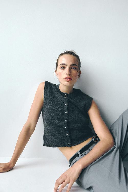 Knitted waistcoat - dark grey marl