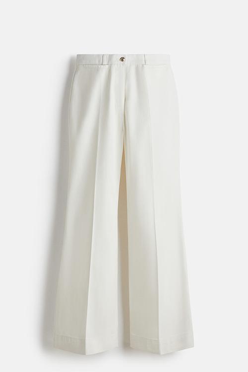 Flared twill trousers - white