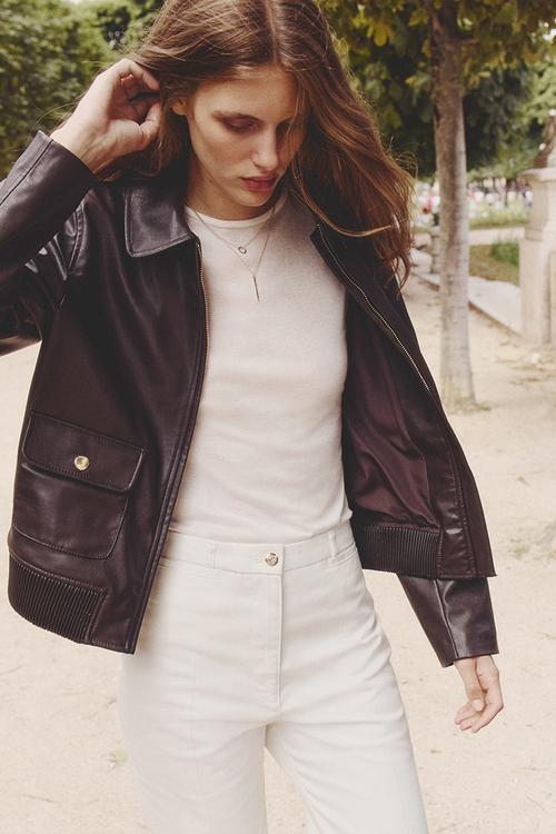 Flared twill trousers - white