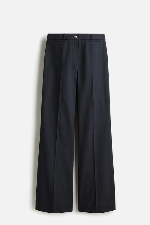 Flared twill trousers - navy blue 