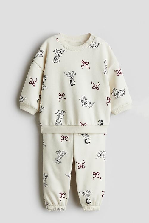 2 piece printed sweatshirt set - light beige 101 dalmatians